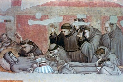 聖フランシスの死と聖痕の検査、c1320 作： Giotto di Bondone