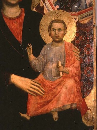 マドンナのキリストの子供と即位した子供： 作： Giotto di Bondone