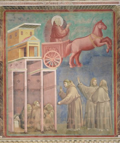 聖フランシスは彼の仲間に火の戦車に登場する、1296-97 作： Giotto di Bondone