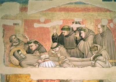 63329のバルディ礼拝堂のフレスコ画からの聖フランシスの死 作： Giotto di Bondone