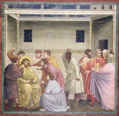 キリストのあざけり、1305年頃 作： Giotto di Bondone