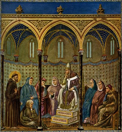 アッシジの聖フランシスは教皇ホノリウス3世に説教 作： Giotto di Bondone