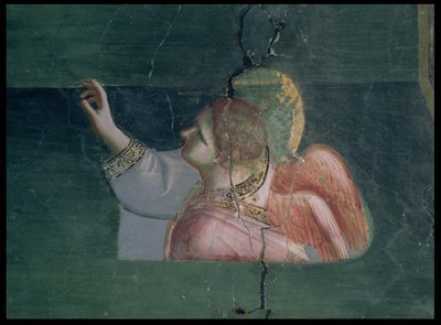 聖アンナへの受胎告知、天使の詳細、c.1305 作： Giotto di Bondone