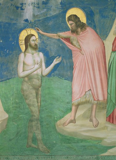 キリストの洗礼、キリストの詳細、洗礼者聖ヨハネ、1303-05 作： Giotto di Bondone