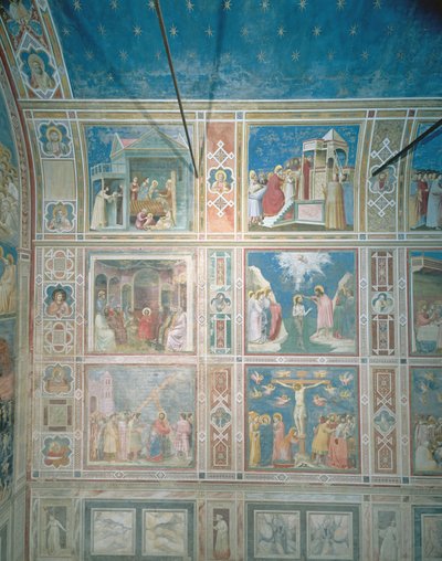 左の壁のフレスコ画の眺め、1303-05年頃（修復後） 作： Giotto di Bondone