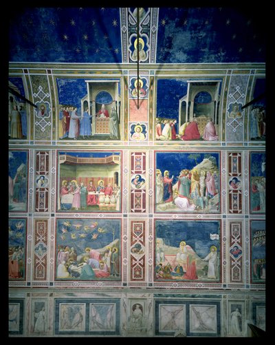 左の壁のフレスコ画の眺め、1303-05年頃（修復後） 作： Giotto di Bondone