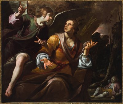ハガルと天使、1640年頃（キャンバスに油彩） 作： Giovacchino Assereto