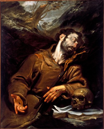 サン・フランソワ・ダッシジの恍惚 絵画（ヴァニータ） ジョアッキーノ・アッセレート（1600-1649） 17世紀 ジュネス、パラッツォ・ビアンコのガレリア 作： Giovacchino Assereto