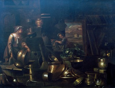 ジャン・ドメニコ・ヴァレンティーノ（1630-1708）による「キッチン内部 作： Giovan Domenico Valentino