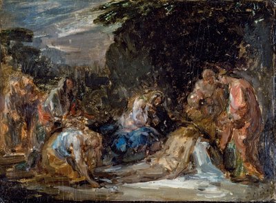 ジョヴァンニ・カルノヴァリ（1804-1873）作「デポジション」、油彩、ボード、21x29 cm 作： Giovanni Carnovali