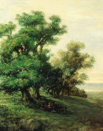 ピッキオことジョヴァンニ・カルノヴァリ（1804-1873）の「風景」、詳細 作： Giovanni Carnovali