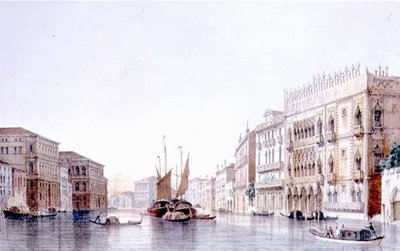 ヴェネツィアの大運河とカ・ドーロ、ルフェーヴルの彫刻（リトグラフ版 作： Giovanni (after) Pividor