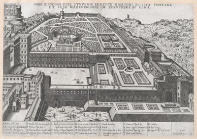 Speculum Romanae Magnificentiae:ベルヴェデーレとその庭園の航空写真、1579年、1579年 作： Giovanni Ambrogio Brambilla.