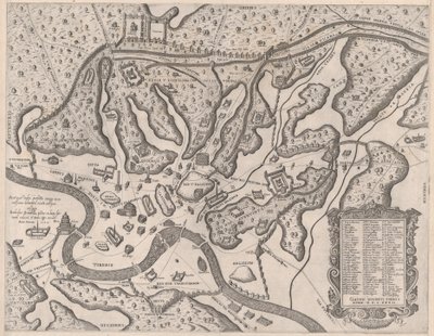 ローマの素晴らしさの鏡: 西から見た古代ローマとその丘, 1582., 1582. 作： Giovanni Ambrogio Brambilla
