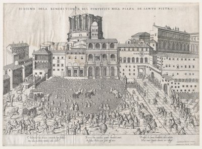 ローマの素晴らしさの鏡: 教皇の祝福、16 世紀後半., 16 世紀後半. 作： Giovanni Ambrogio Brambilla