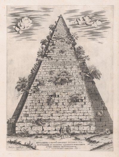 ローマの壮大さの鏡: カイウス ケスティウスのピラミッド、1582., 1582. 作： Giovanni Ambrogio Brambilla