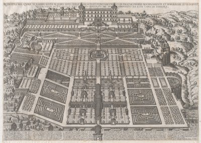 Speculum Romanae Magnificentiae:チボリの宮殿と庭園、1581年、1581年 作： Giovanni Ambrogio Brambilla.