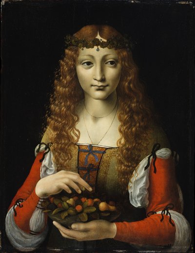 さくらんぼを持つ少女 作： Giovanni Ambrogio de Predis