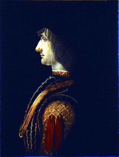 男性の肖像」（油彩・パネル） 作： Giovanni Ambrogio de Predis