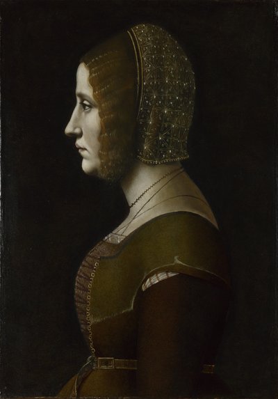 横顔の女性の肖像、c。 1495 作： Giovanni Ambrogio de Predis