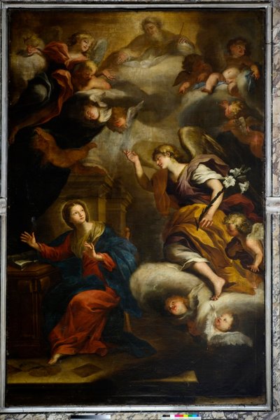 受胎告知」1670年以前（油彩・キャンバス 作： Giovanni Andrea Carlone