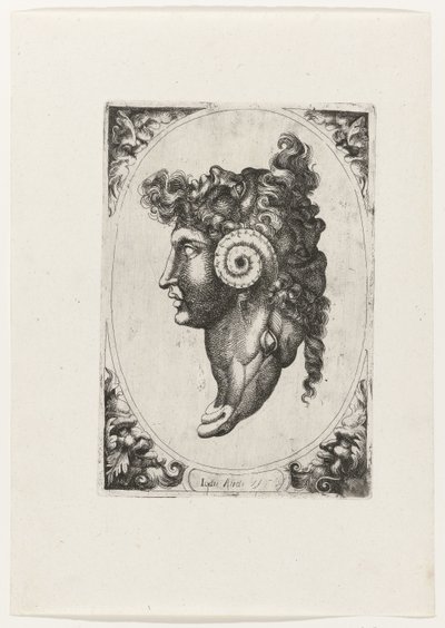 三つの顔と雄羊の頭の構図 作： Giovanni Andrea Maglioli