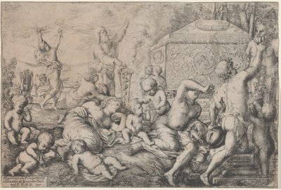 祭壇、フォーン、シレノスとバッカナル 作： Giovanni Andrea Podesta