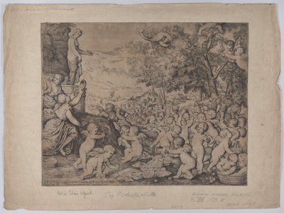 ヴィーナス像の前のプッティ、ティツィアーノの後、1636年。 作： Giovanni Andrea Podesta