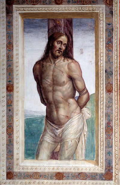 柱の上のキリスト ( フレスコ画 ) 作： Giovanni Antonio Bazzi Sodoma
