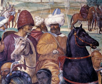 ベネディクトがモンテ・カッシーノの破壊をどのように予言したか（St Benedict predicts the destruction of Monte Cassino） 詳細 - アントニオ・バッツィ・ディット・イル・ソドマ（1477 - 1549）が作った回廊のフレスコ画で、ヌルシーの聖ベネディクト（480 - 567）の生涯を描いている。 作： Giovanni Antonio Bazzi Sodoma