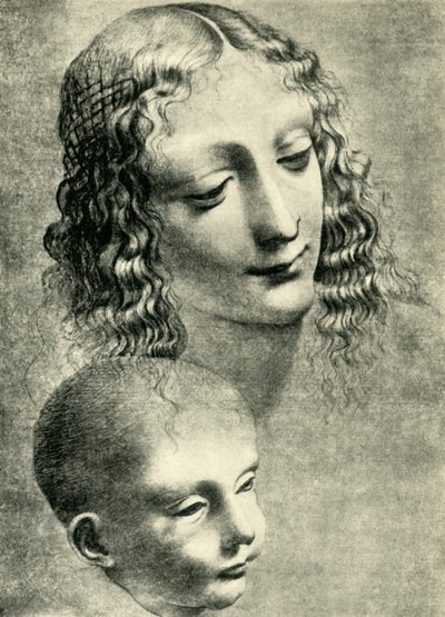 聖母子の頭、c1492-1494、1943年。 作： Giovanni Antonio Boltraffio