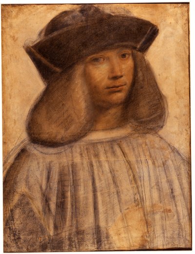フランチェスコ・メルツィの肖像（1491-1570年頃） イタリアの画家で、レオナルド・デ・ヴィンチの弟子であり、仲間（恋人）であった（デッサン 作： Giovanni Antonio Boltraffio