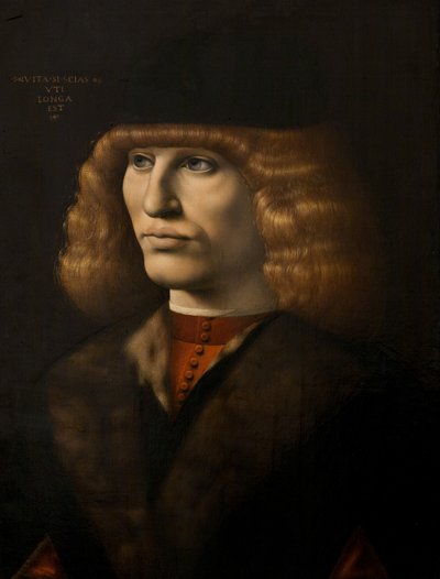 若い男の肖像」1500年頃（パネルに油彩 作： Giovanni Antonio Boltraffio