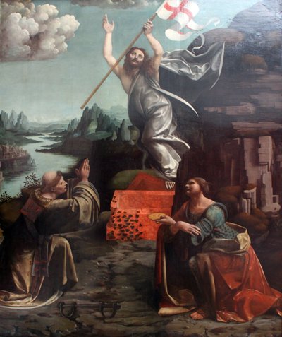 ノブラックとルシアの聖レナードによるキリストの復活 作： Giovanni Antonio Boltraffio