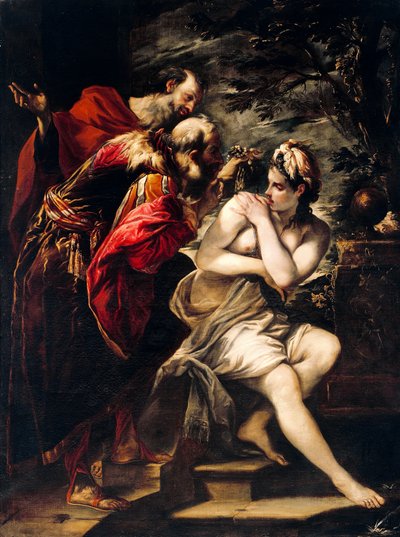 ジョヴァンニ・アントニオ・ブリーニ（1656-1727）によるスザンナと長老、キャンバスに油彩 作： Giovanni Antonio Burrini or Burino