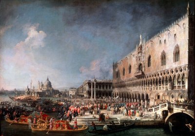 ヴェネツィア、1725-1726にフランス大使が到着。 作： Giovanni Antonio Canal