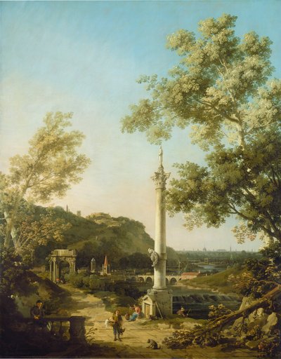 柱のあるイギリスの風景カプリッチョ、1754年頃 作： Giovanni Antonio Canal