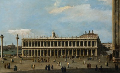 ドゥカーレ宮殿からの図書館とピアツェッタ、ヴェネツィア、 作： Giovanni Antonio Canal