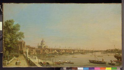 セントポールに向けたサマセットハウスのテラスからのテムズ川、1750年頃 作： Giovanni Antonio Canal