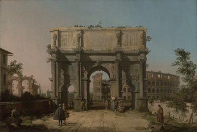 コロッセオとコンスタンティヌスの凱旋門の眺め、1742年5月 作： Giovanni Antonio Canal