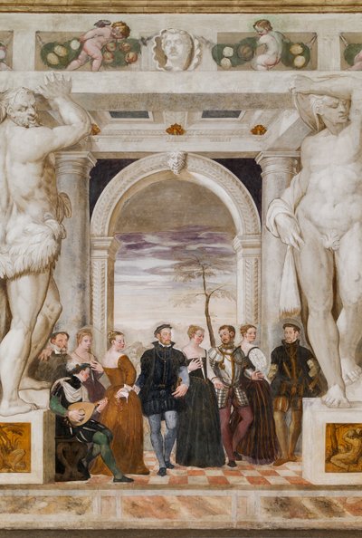 ダンスへの招待、メインホール、1570年頃（フレスコ画） 作： Giovanni Antonio Fasolo