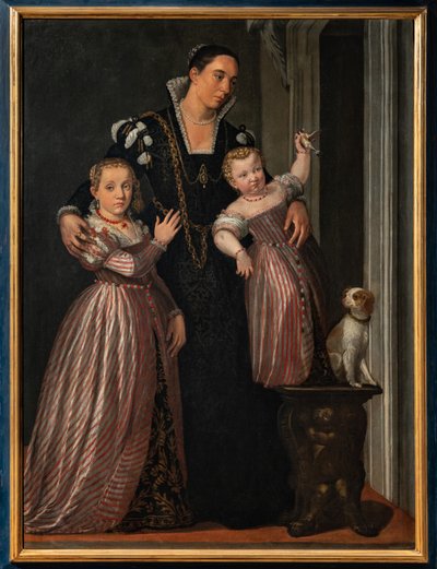パオラ・ボナノメ・グアルドと娘のローラ・エ・バージニアの肖像 作： Giovanni Antonio Fasolo