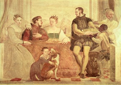 宴、テーブルの人物の詳細 作： Giovanni Antonio Fasolo