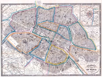 アンティークのパリの地図 作： Giovanni Antonio Galignani