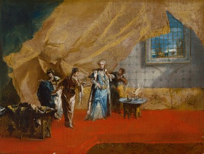 インテリアハレムでコーヒーを飲むスルタナ 作： Giovanni Antonio Guardi