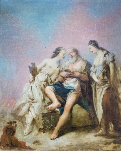 ロトと娘たち（油彩・キャンバス） 作： Giovanni Antonio Guardi