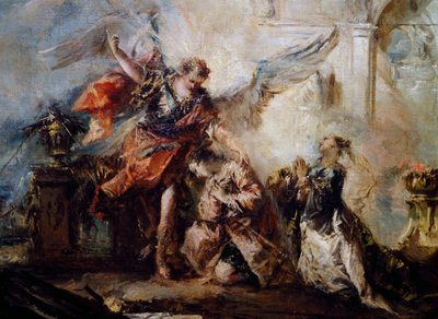 トビアスを祝福する天使（『トビアスの結婚』の詳細、右部分 作： Giovanni Antonio Guardi