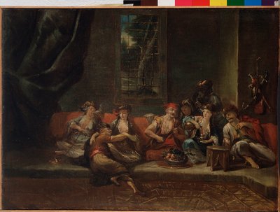 ハーレム、トルコの風景 - 油彩・キャンバス 作： Giovanni Antonio Guardi
