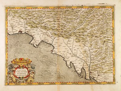 東リグーリア州、ジョヴァンニ・アントニオ・マジーニによるイタリアのアトラスから、銅の彫刻 作： Giovanni Antonio Magini