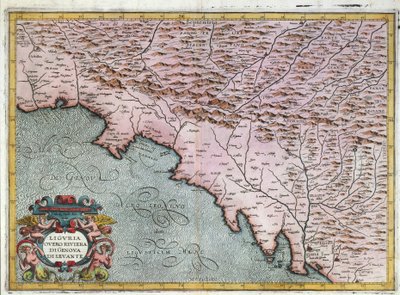 東リグーリア州の地図、ジョヴァンニ・アントニオ・マジニ作、ボローニャ、銅版画 作： Giovanni Antonio Magini